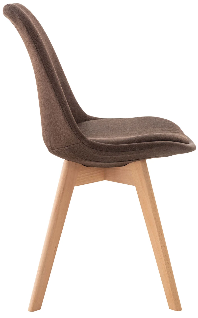 Lot de 4 chaises de salle à manger cuisine bureau style scandinave en tissu marron pieds en bois CDS10087