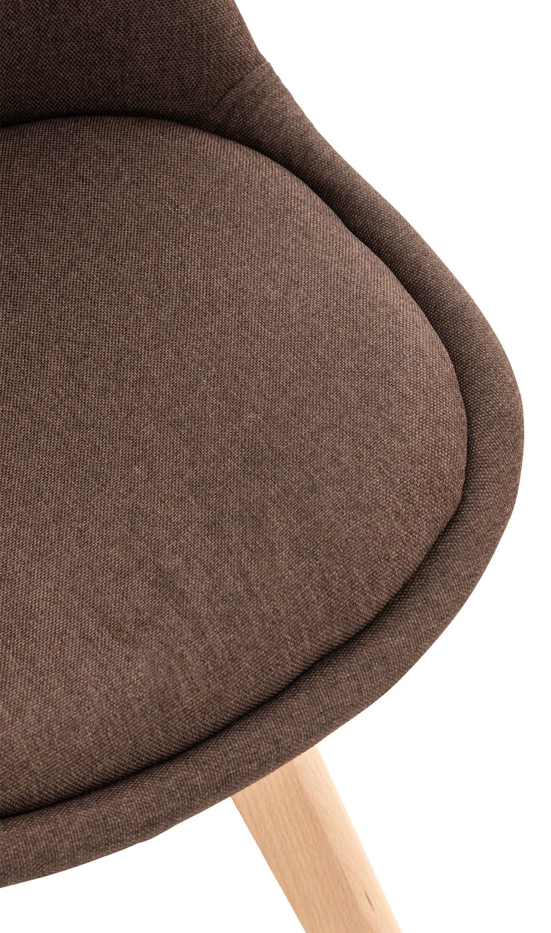 Lot de 4 chaises de salle à manger cuisine bureau style scandinave en tissu marron pieds en bois CDS10087