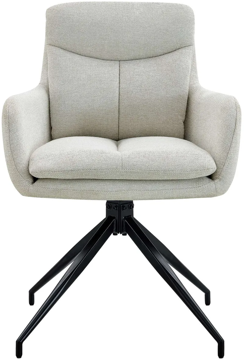 Lot de 2 chaises de salle à manger avec accoudoirs assise fonction pivotante en tissu crème 10_0007635