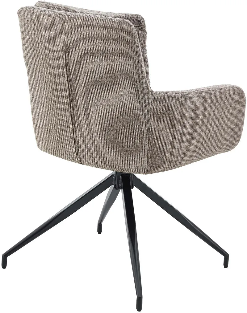 Lot de 2 chaises de salle à manger avec accoudoirs assise fonction pivotante en tissu taupe 10_0007440