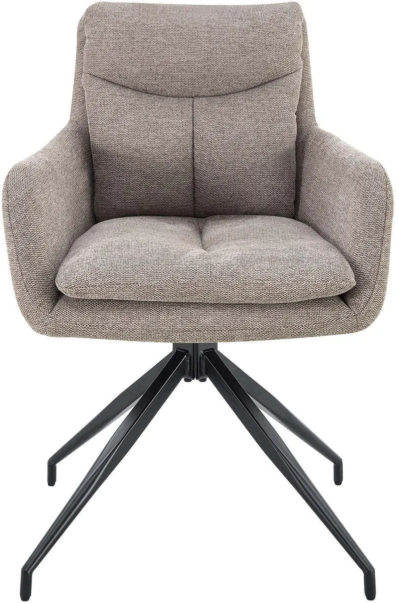 Lot de 2 chaises de salle à manger avec accoudoirs assise fonction pivotante en tissu taupe 10_0007440