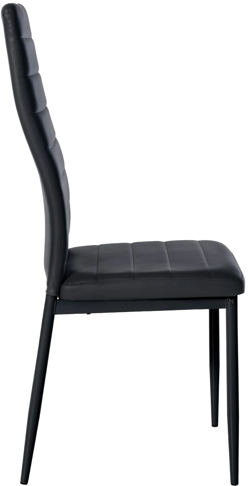 Lot de 4 chaises de salle à manger design simple en synthétique noir avec couture cadre en métal noir CDS10408