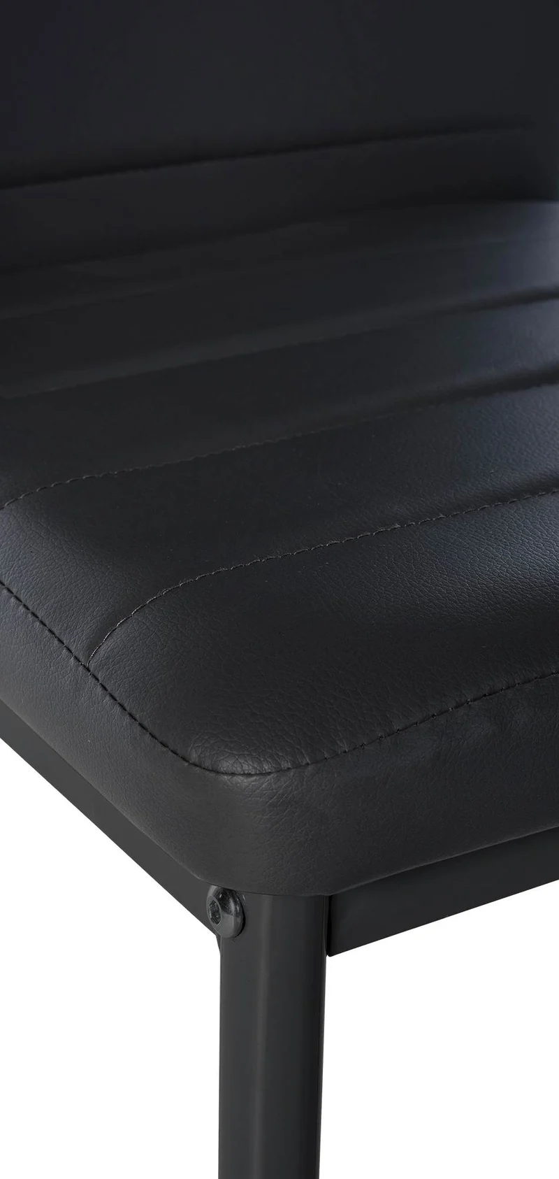 Lot de 4 chaises de salle à manger design simple en synthétique noir avec couture cadre en métal noir CDS10408