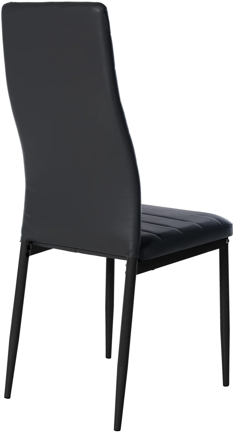 Lot de 6 chaises de salle à manger design simple en synthétique noir avec couture cadre en métal noir CDS10296
