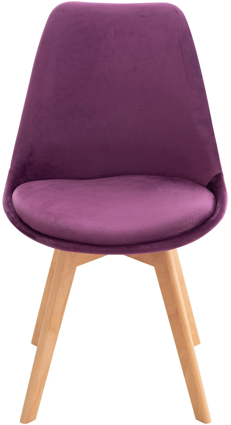 Lot de 4 chaises de salle à manger design scandinave en tissu velours violet pieds bois clair CDS10387