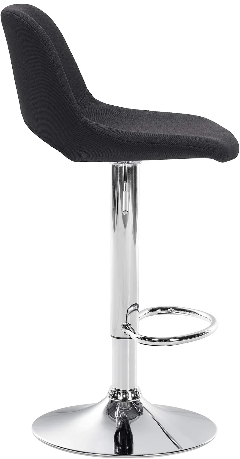 Tabourets de bar chaises haute x2 avec repose-pieds en tissu noir piètement métallique chromé 10_0004095