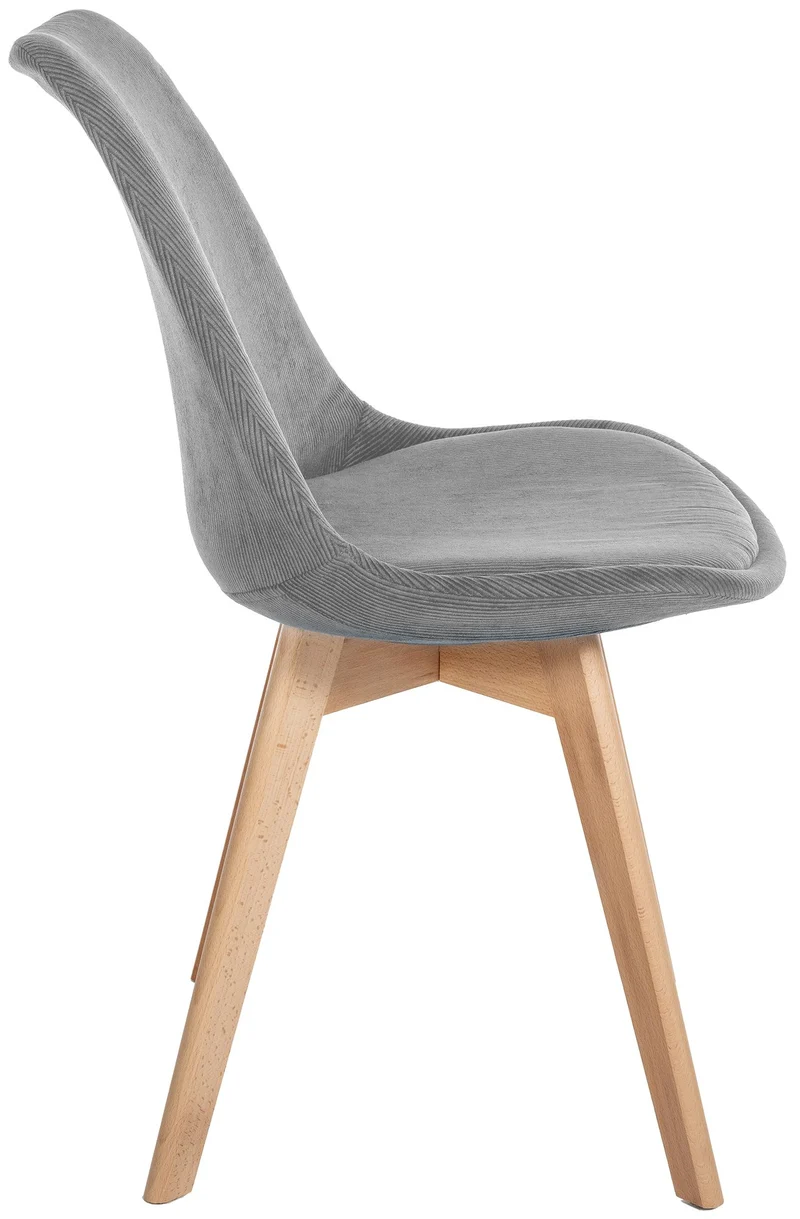 Chaise de salle à manger x1 design scandinave en velours côtelé gris et pieds en bois clair 10_0002278