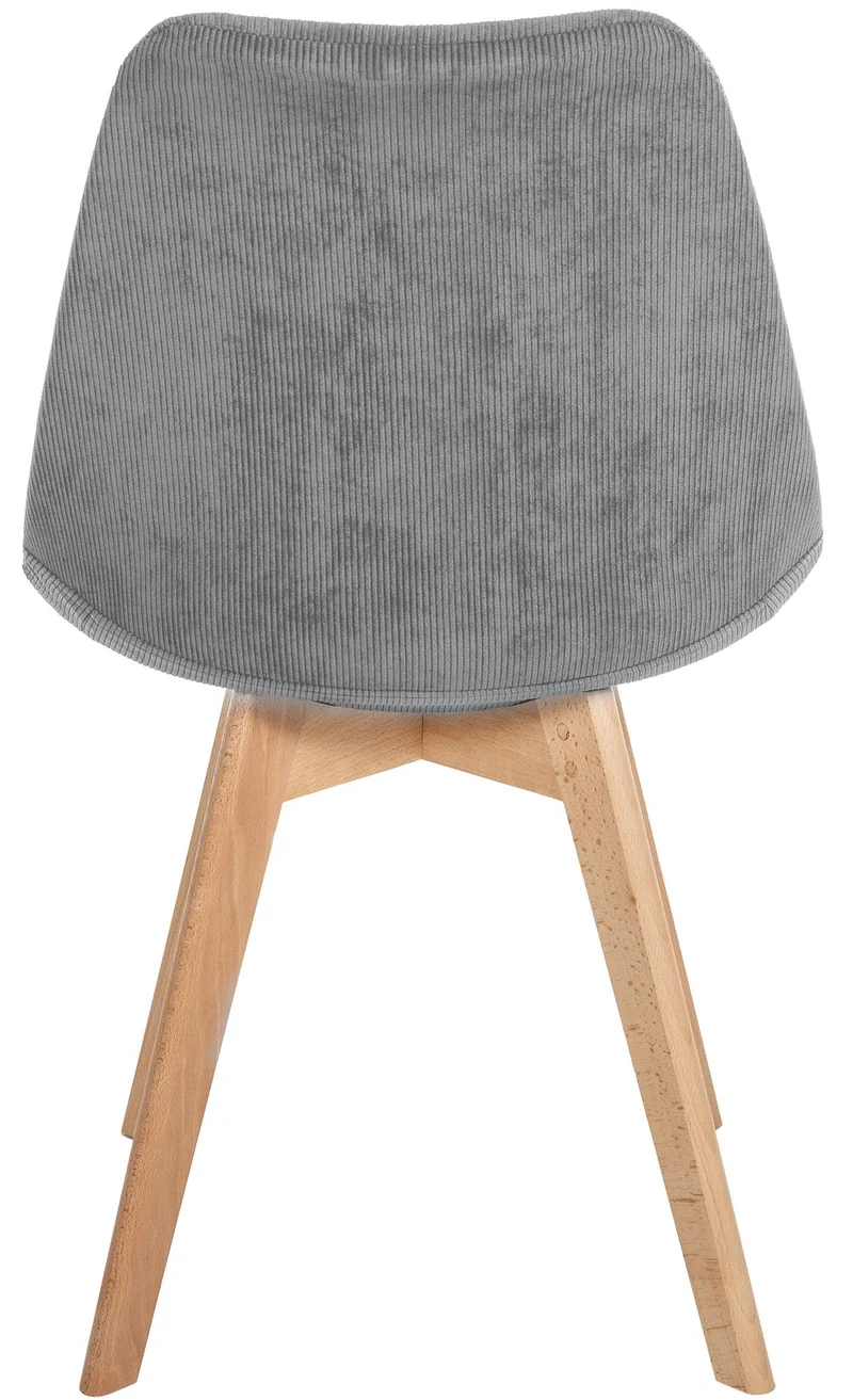 Chaise de salle à manger x1 design scandinave en velours côtelé gris et pieds en bois clair 10_0002278