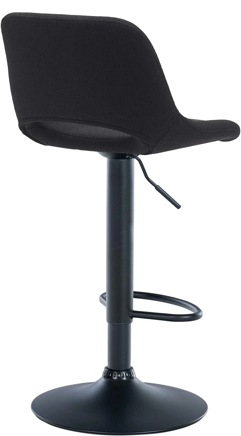 Tabouret de bar chaise haute x1 avec repose-pieds en tissu noir piètement métallique noir 10_0004616