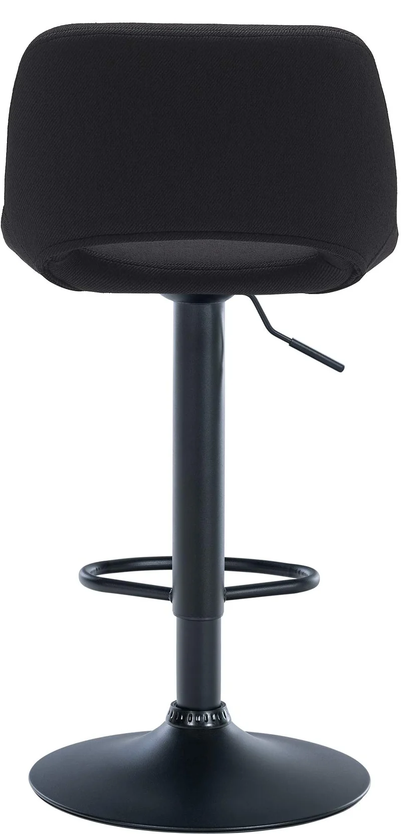 Tabouret de bar chaise haute x1 avec repose-pieds en tissu noir piètement métallique noir 10_0004616