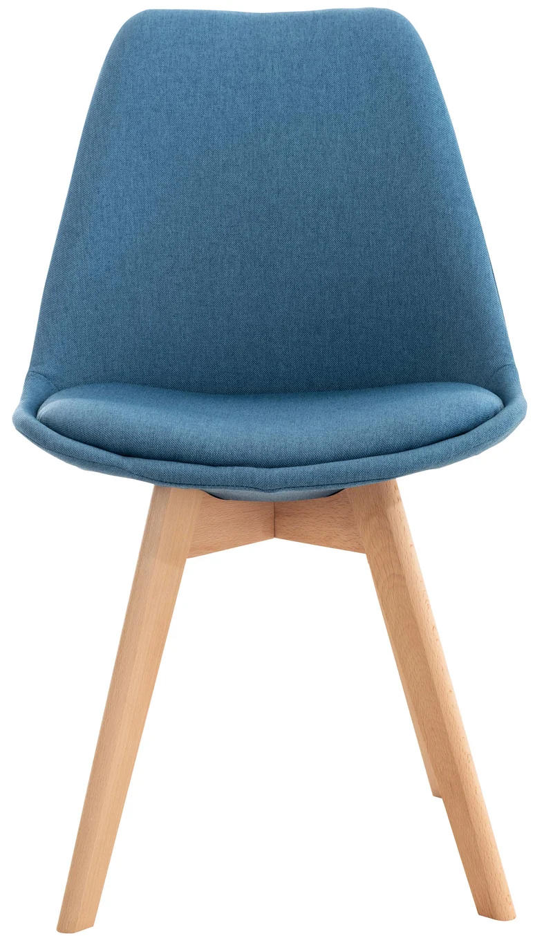Lot de 4 chaises de salle à manger cuisine ou bureau en tissu bleu pieds en bois 10_0000940