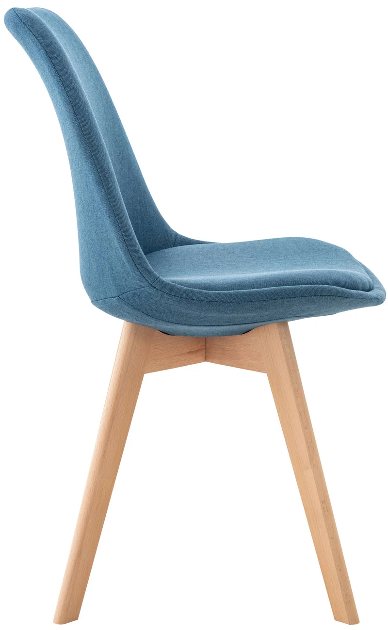 Lot de 4 chaises de salle à manger cuisine ou bureau en tissu bleu pieds en bois 10_0000940