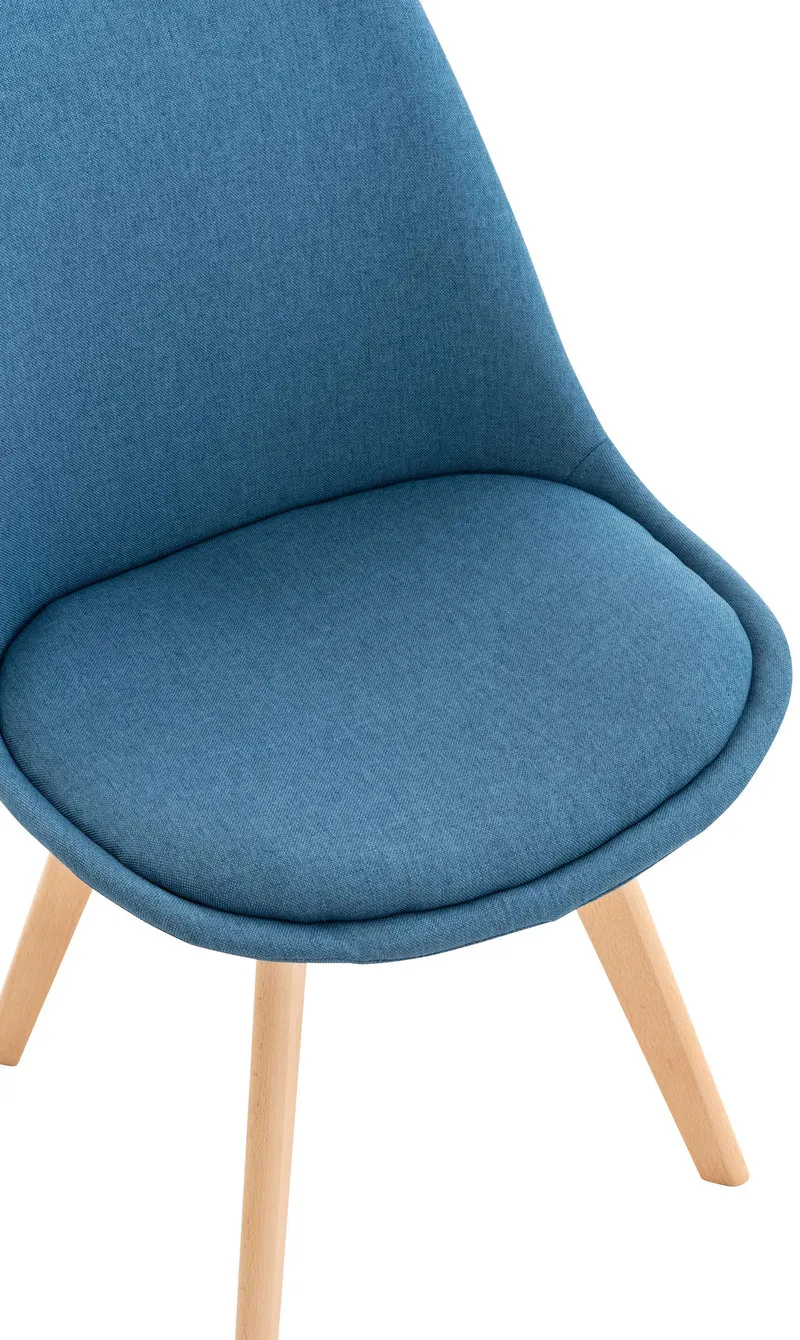 Lot de 4 chaises de salle à manger cuisine ou bureau en tissu bleu pieds en bois 10_0000940