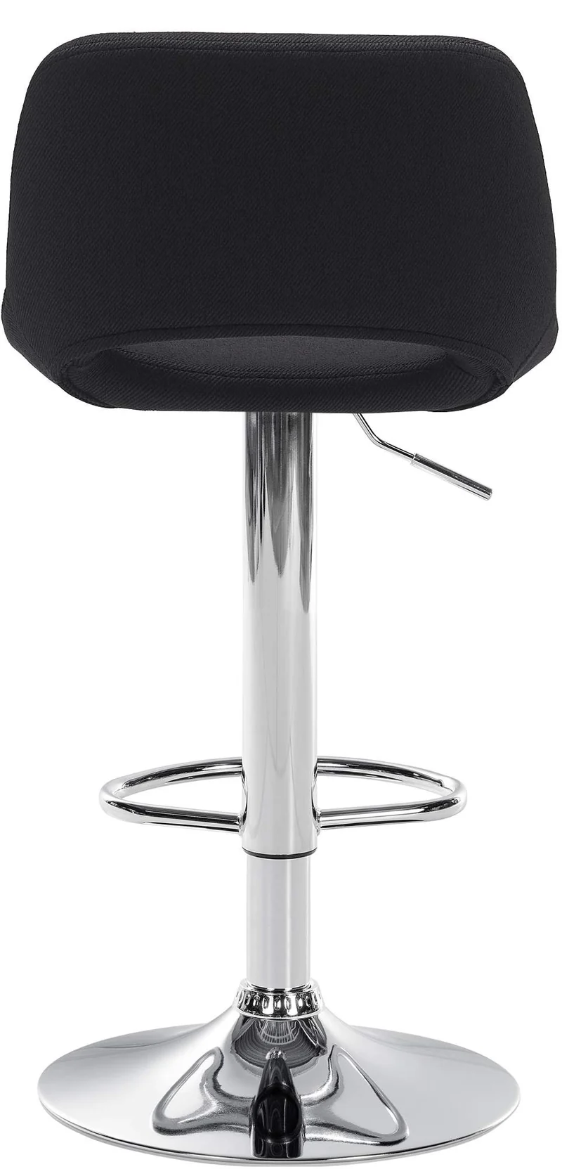 Tabouret de bar chaise haute x1 avec repose-pieds en tissu noir piètement métallique chromé 10_0004613