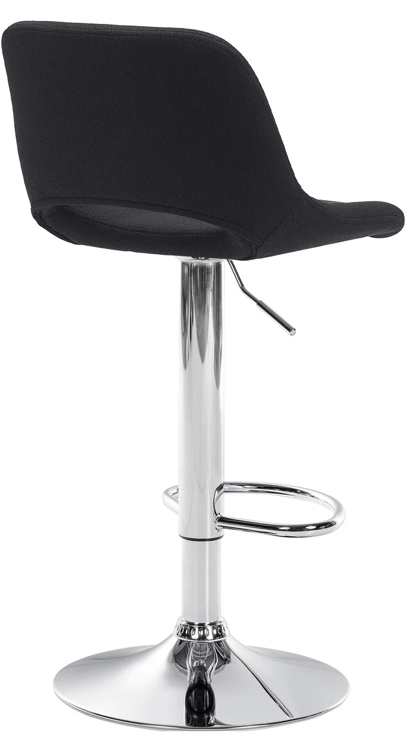 Tabouret de bar chaise haute x1 avec repose-pieds en tissu noir piètement métallique chromé 10_0004613