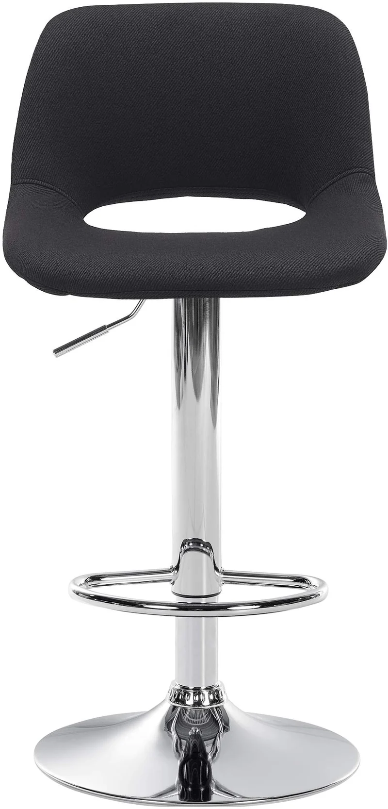 Tabouret de bar chaise haute x1 avec repose-pieds en tissu noir piètement métallique chromé 10_0004613