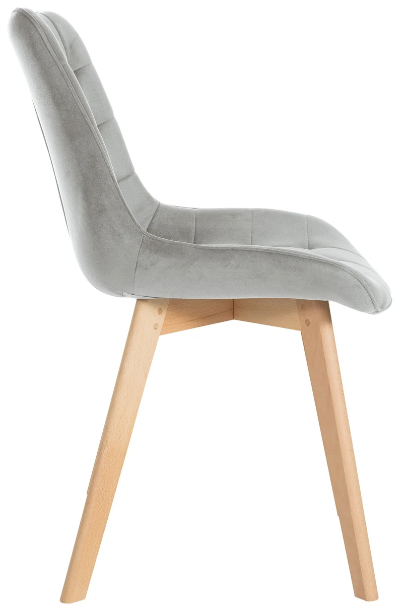 Lot de 2 chaises de salle à manger design scandinave coutures carrées en velours gris pieds en bois clair 10_0001681