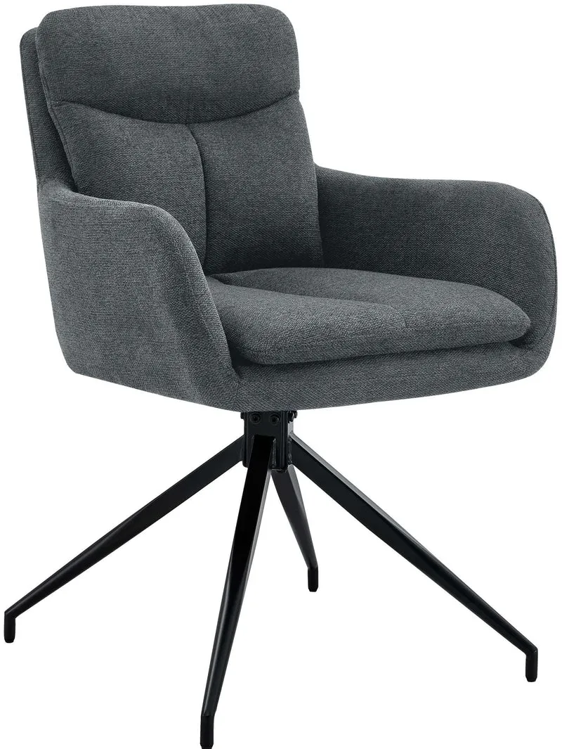 Chaise de salle à manger x1 avec accoudoirs assise fonction pivotante en tissu gris foncé 10_0007504