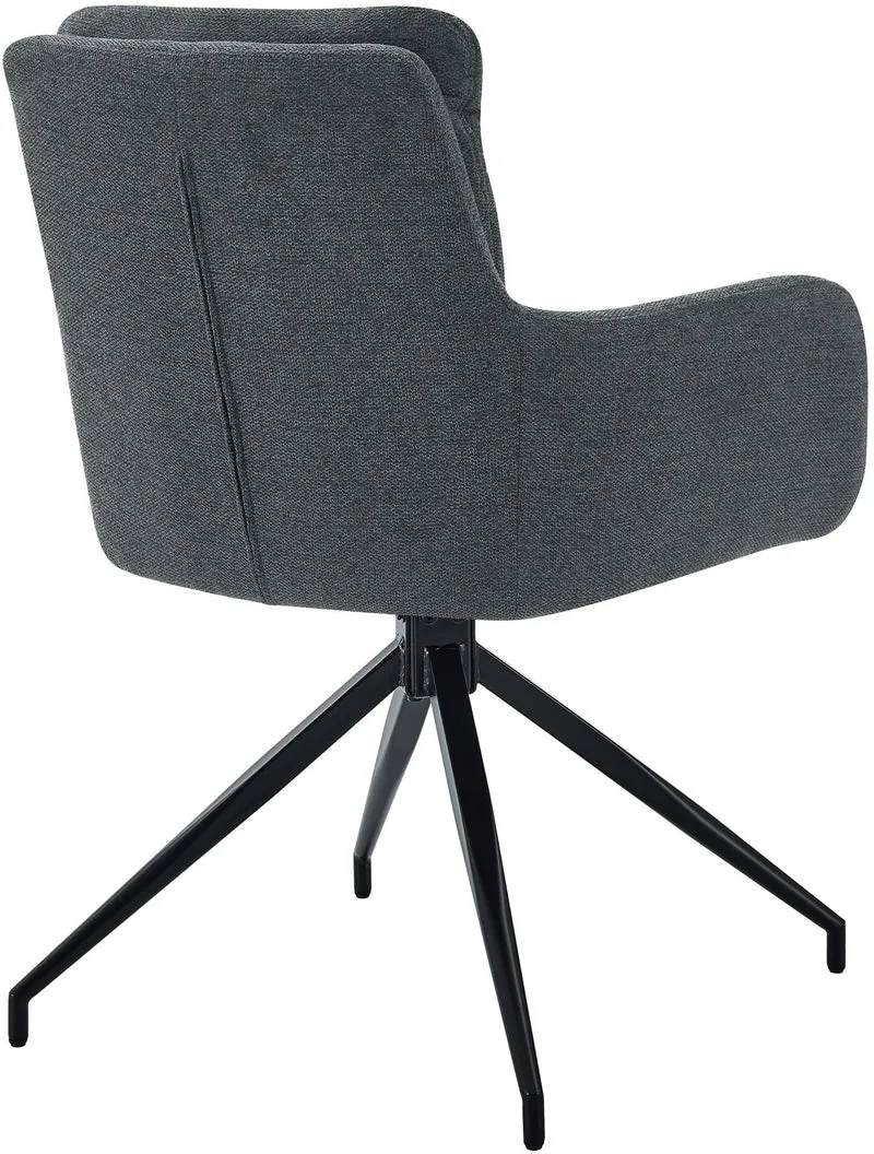 Chaise de salle à manger x1 avec accoudoirs assise fonction pivotante en tissu gris foncé 10_0007504