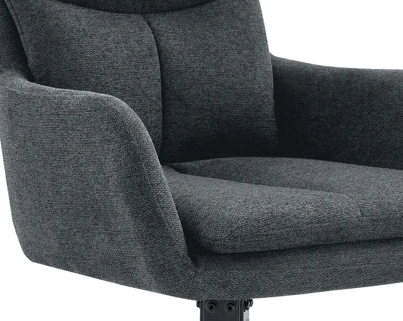 Chaise de salle à manger x1 avec accoudoirs assise fonction pivotante en tissu gris foncé 10_0007504