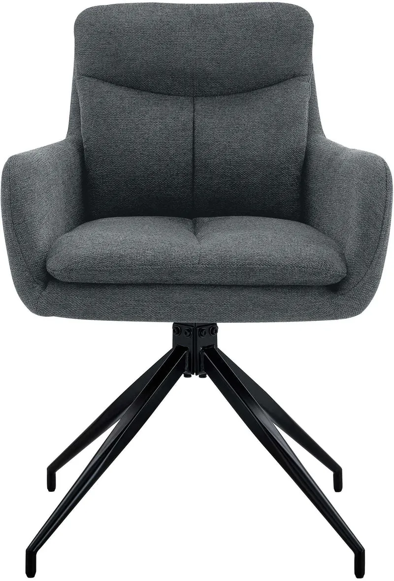 Chaise de salle à manger x1 avec accoudoirs assise fonction pivotante en tissu gris foncé 10_0007504