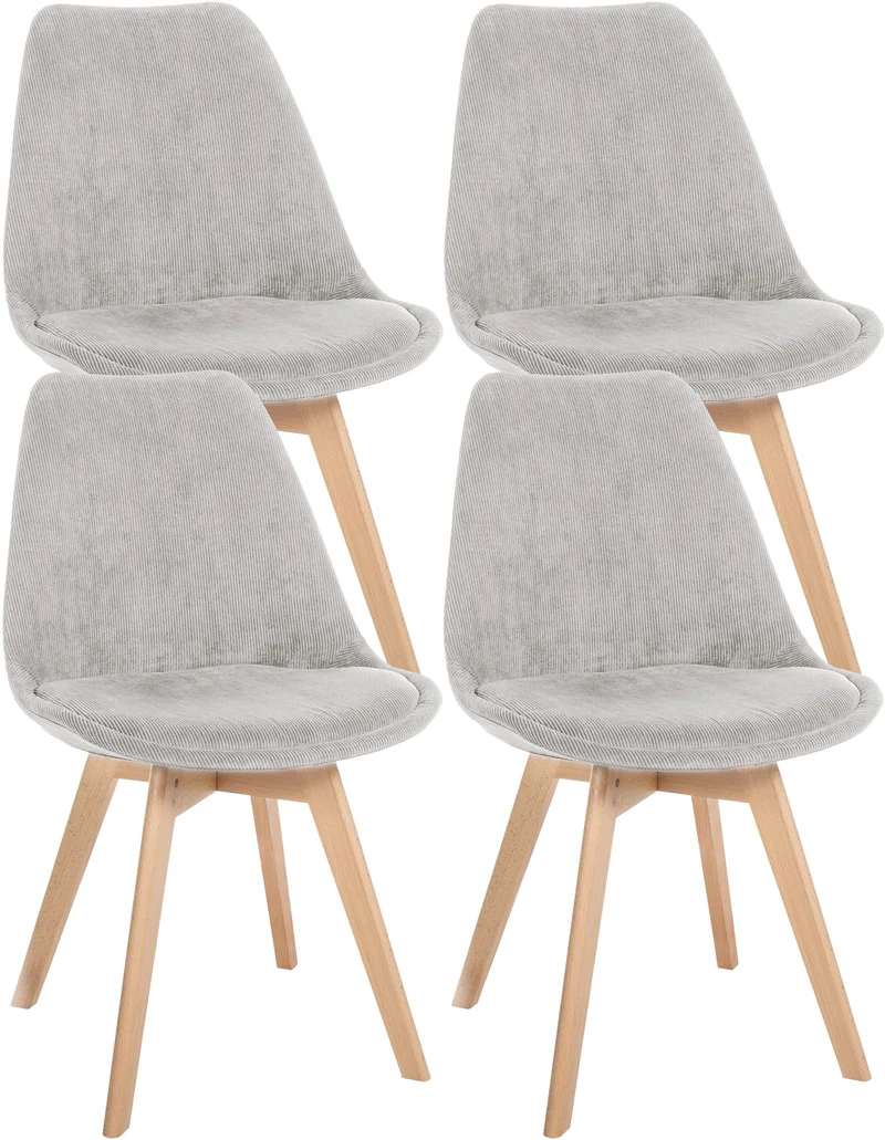 Lot de 4 chaises de salle à manger style scandinave en velours côtelé beige CDS10390