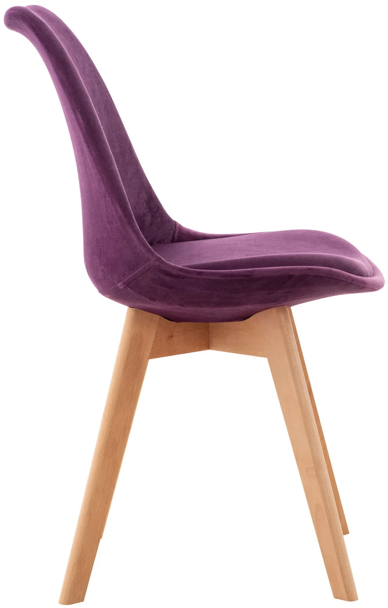 Chaise de salle à manger x1 design scandinave en velours violet et pieds en bois clair 10_0002284