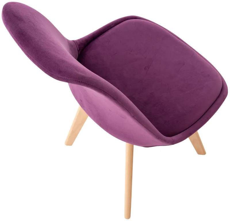 Chaise de salle à manger x1 design scandinave en velours violet et pieds en bois clair 10_0002284