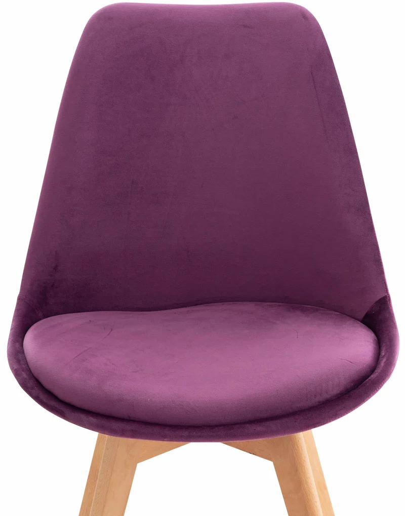 Chaise de salle à manger x1 design scandinave en velours violet et pieds en bois clair 10_0002284