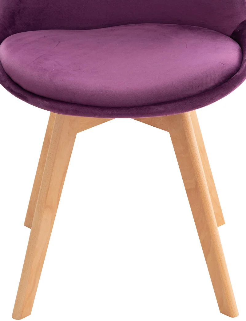 Chaise de salle à manger x1 design scandinave en velours violet et pieds en bois clair 10_0002284