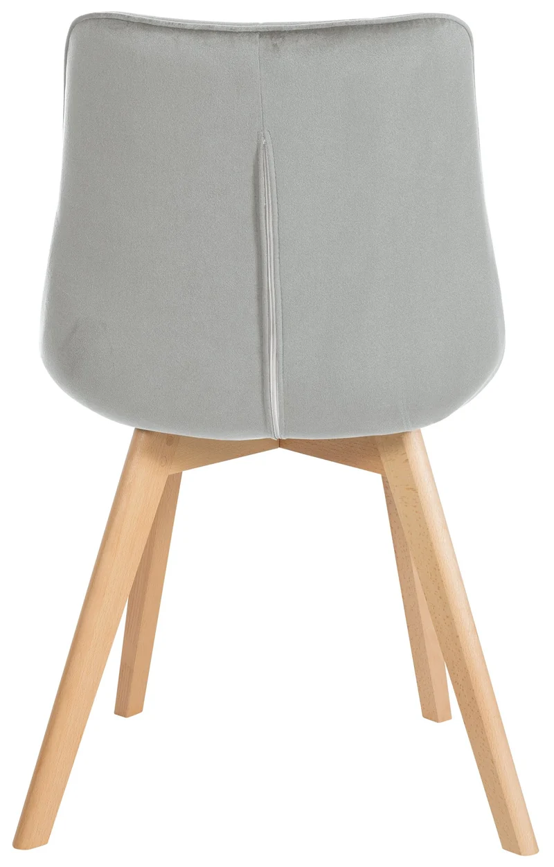 Chaise de salle à manger x1 design scandinave coutures carrées en velours gris pieds en bois clair 10_0002188