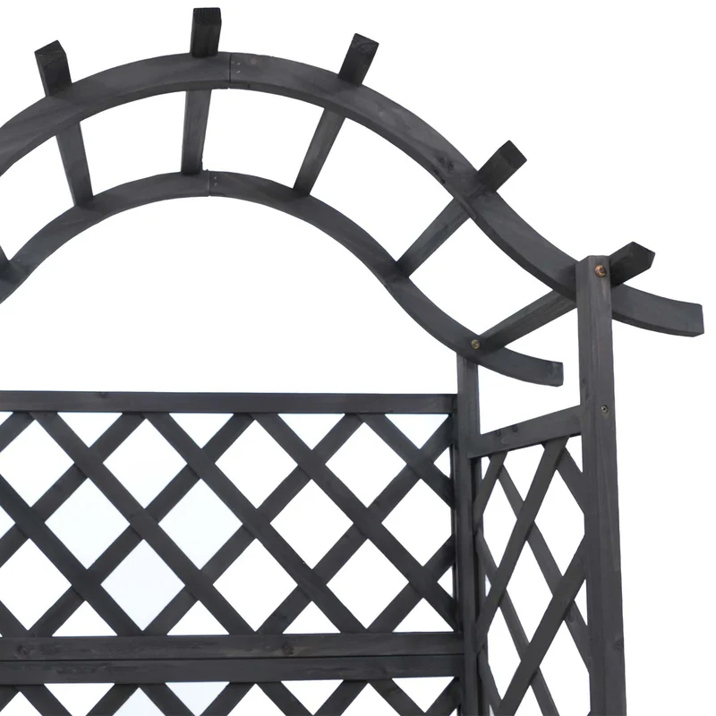 Bac à fleurs surélevé avec treillis 4 côtés jardinière 138 x 110 x 44 cm en bois anthracite-gris 04_0008926
