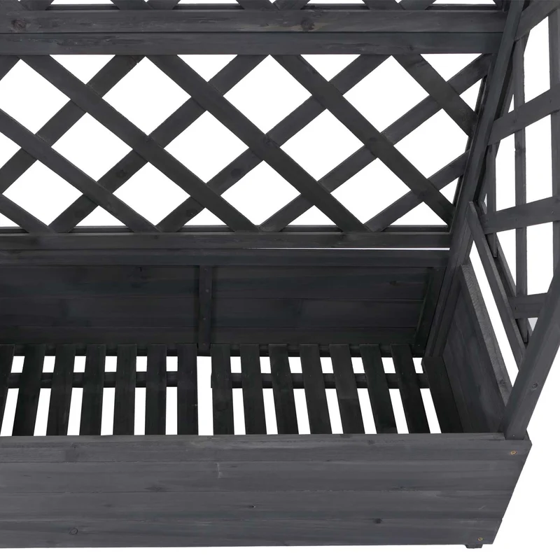Bac à fleurs surélevé avec treillis 4 côtés jardinière 138 x 110 x 44 cm en bois anthracite-gris 04_0008926