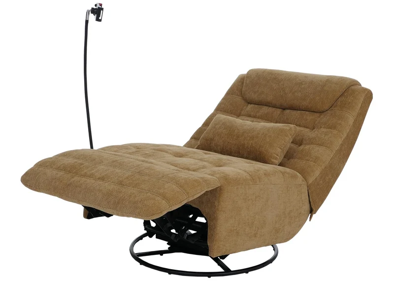 Fauteuil relax pivotant fauteuil TV inclinable avec porte-smartphone tablette 360° tissu chenille jaune 04_0008737