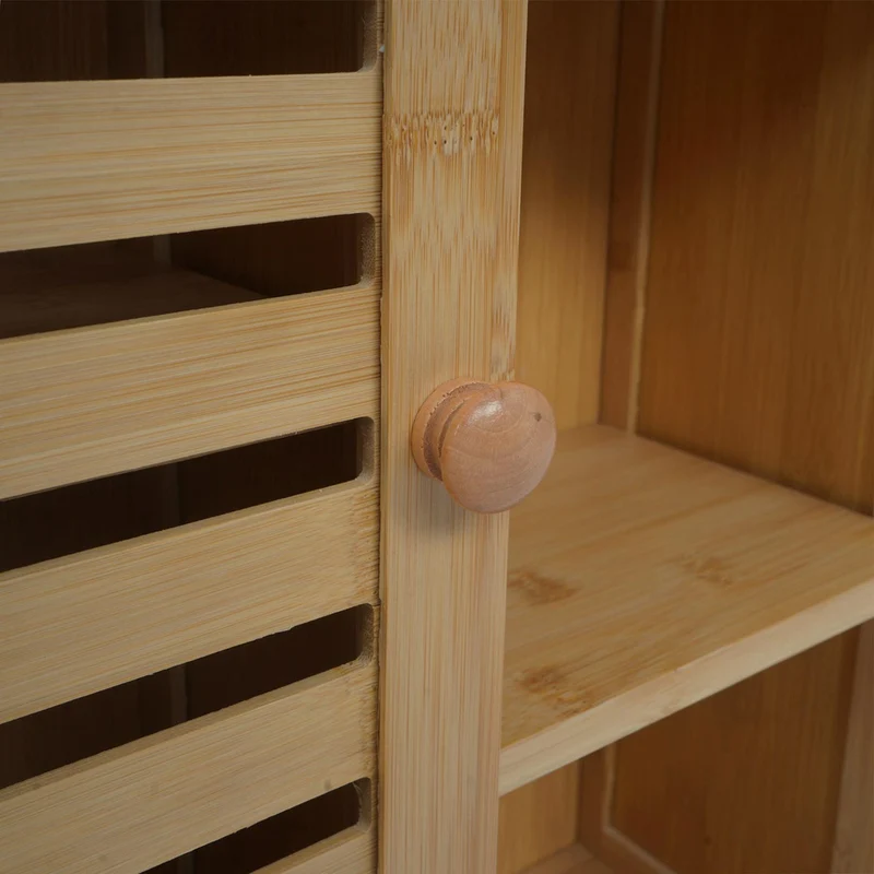 Armoire murale salle de bain meuble suspendu en bambou avec porte et 5 compartiments 60 x 50 x 19 cm 04_0009137