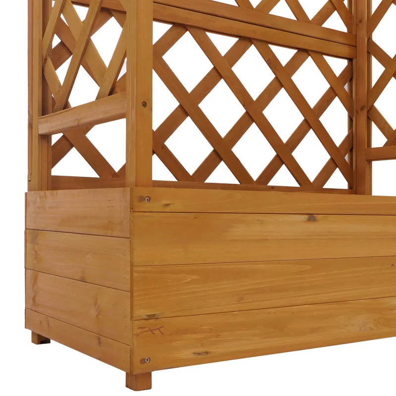 Bac à fleurs surélevé avec treillis 3 côtés jardinière 114 x 85 x 44 cm brise-vue balcon en bois 04_0008930