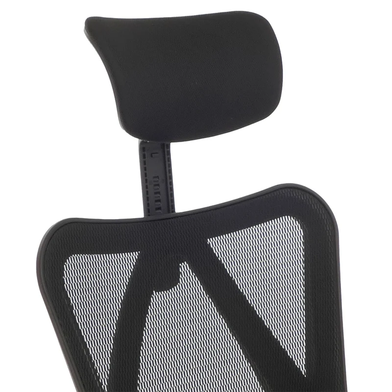Chaise de bureau ergonomique soutien lombaire réglable appui-tête et accoudoirs ajustables mécanisme 3 positions 360° dossier maille noir 04_0009440