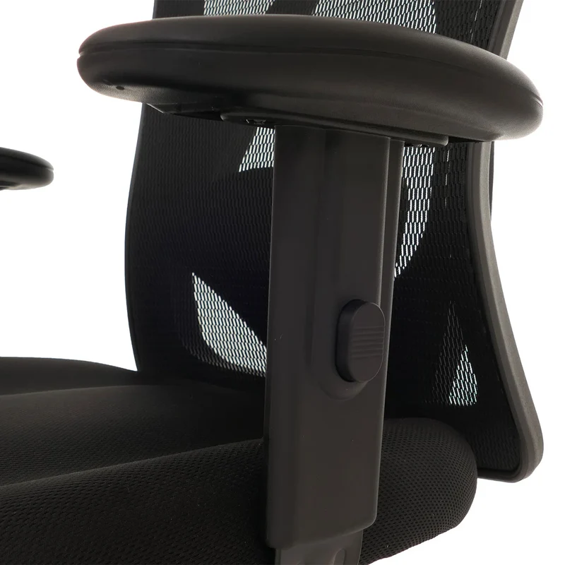 Chaise de bureau ergonomique soutien lombaire réglable appui-tête et accoudoirs ajustables mécanisme 3 positions 360° dossier maille noir 04_0009440