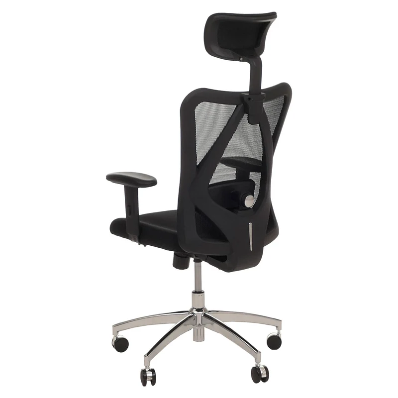 Chaise de bureau ergonomique soutien lombaire réglable appui-tête et accoudoirs ajustables mécanisme 3 positions 360° dossier maille noir 04_0009440