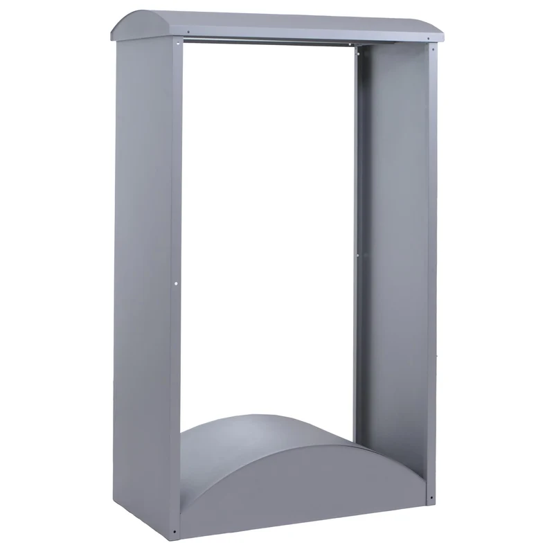 Abri à bois range-bûches extérieur 160 x 98 x 50 cm en métal galvanisé gris 04_0008891