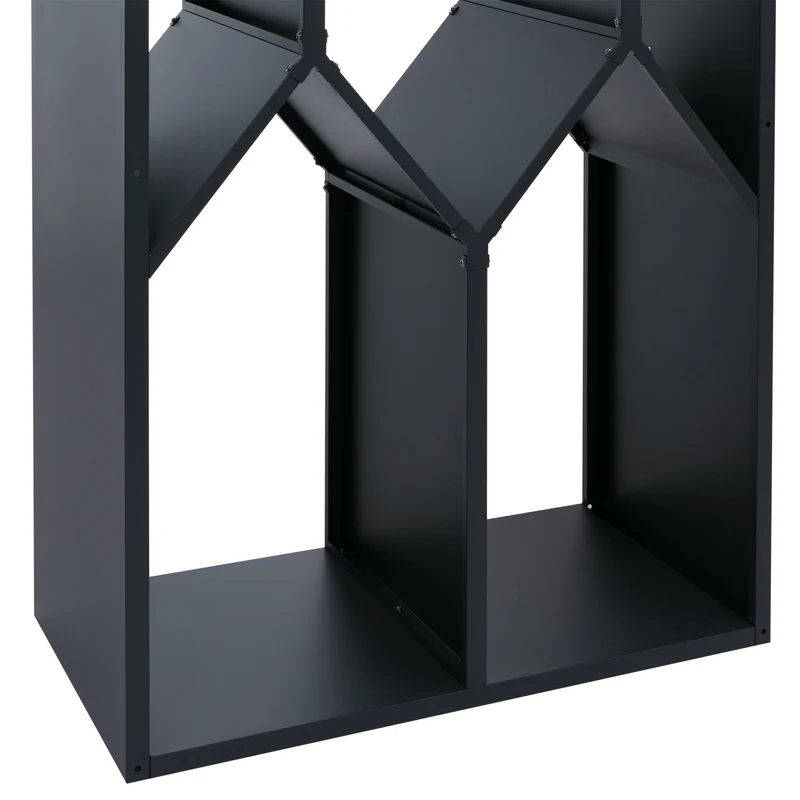 Abri à bois range-bûches extérieur design géométrique moderne 160 x 95 x 50 cm en métal galvanisé anthracite 04_0008894
