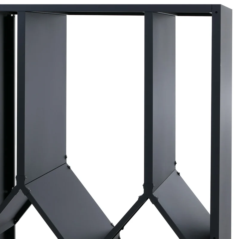 Abri à bois range-bûches extérieur design géométrique moderne 160 x 95 x 50 cm en métal galvanisé anthracite 04_0008894