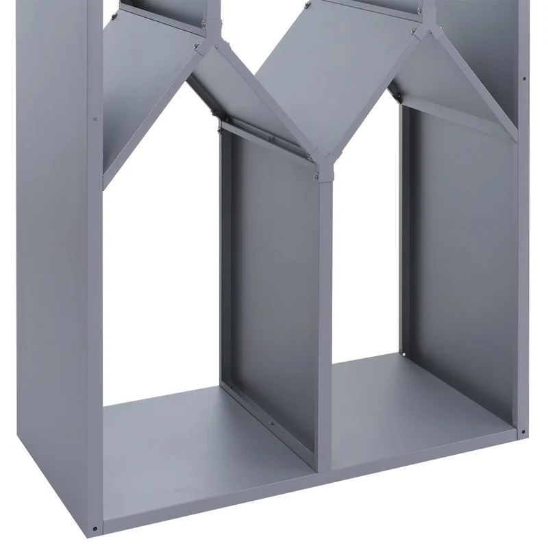 Abri à bois range-bûches extérieur design géométrique moderne 160 x 95 x 50 cm en métal galvanisé gris 04_0008892
