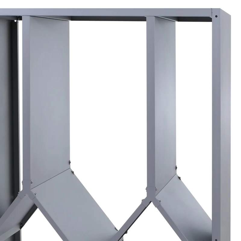 Abri à bois range-bûches extérieur design géométrique moderne 160 x 95 x 50 cm en métal galvanisé gris 04_0008892