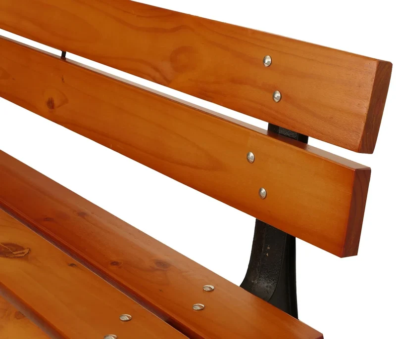 Banc de jardin avec dossier 2 places style parc classique 125 cm en bois de pin verni et fonte 04_0009566