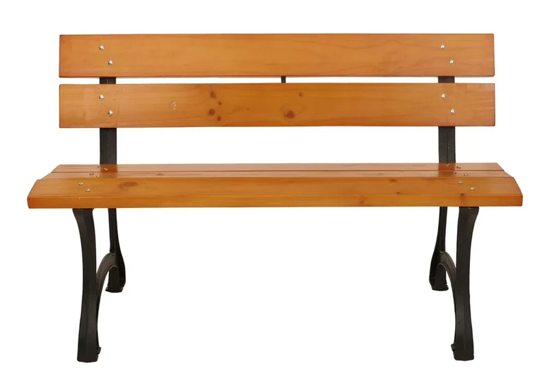 Banc de jardin avec dossier 2 places style parc classique 125 cm en bois de pin verni et fonte 04_0009566