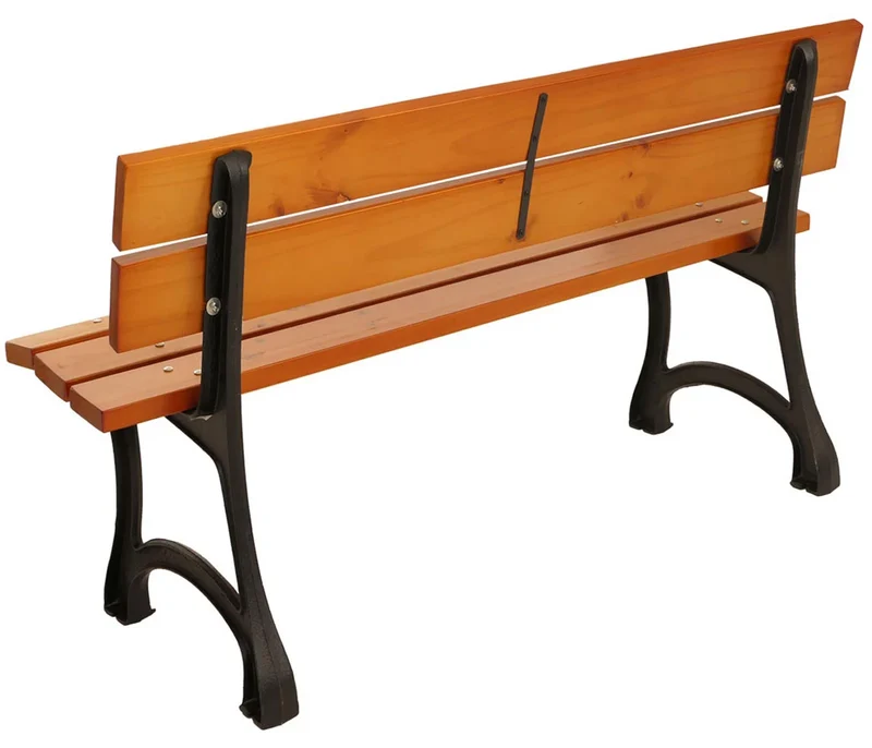 Banc de jardin avec dossier 2 places style parc classique 125 cm en bois de pin verni et fonte 04_0009566