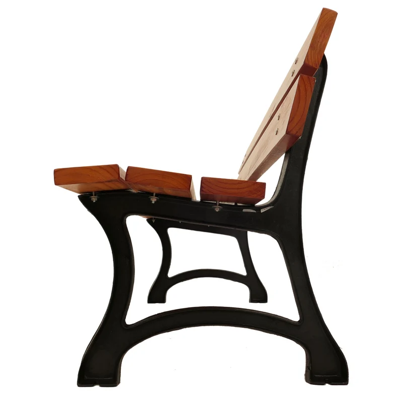Banc de jardin avec dossier 2 places style parc classique 125 cm en bois de pin verni et fonte 04_0009566