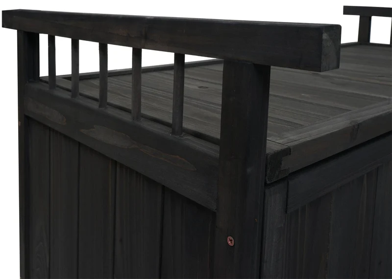Coffre de rangement jardin 108 cm coffre extérieur avec couvercle en bois de sapin anthracite 04_0009600