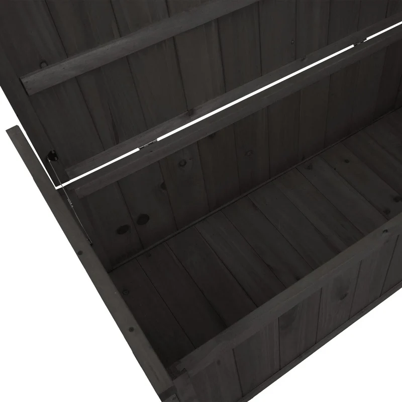 Coffre de rangement jardin 108 cm coffre extérieur avec couvercle en bois de sapin anthracite 04_0009600